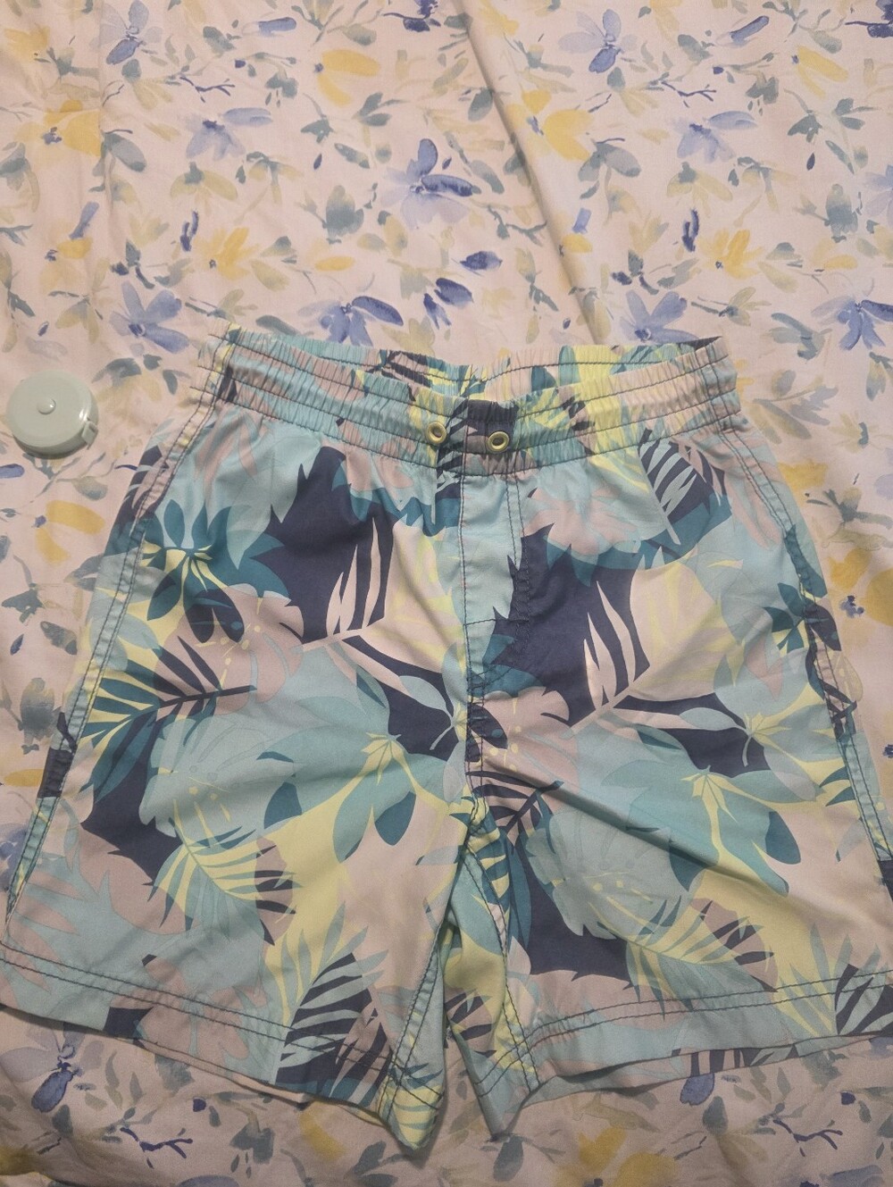 Old Navy Boy's Tropical Swim Trunks Mesh Lined Elastic Waist Drawstring L 10-12